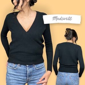 Madewell Black Faux Wrap Pullover Sweater XXS